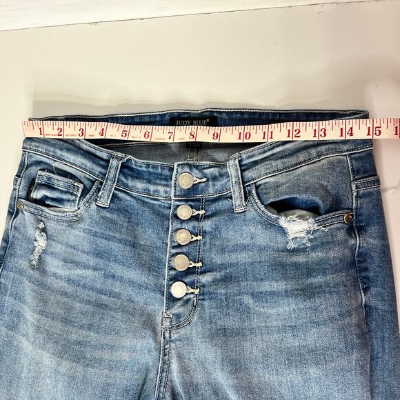 Judy Blue Boyfriend Jeans Stretch Distressed Denim Size 28 - Picture 6 of 11